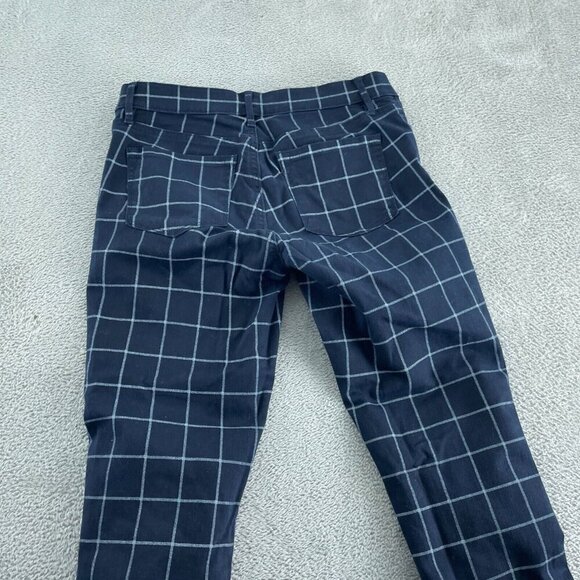 Ann Taylor Loft Modern Navy & White Plaid Cotton Pants Womens Size 27/4 - 1955 - Picture 2 of 11